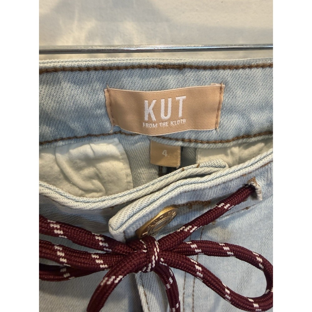 KUT From the Kloth Women's Wide-Leg Jeans High Rise Light Wash Tie Waist - Picture 9 of 9